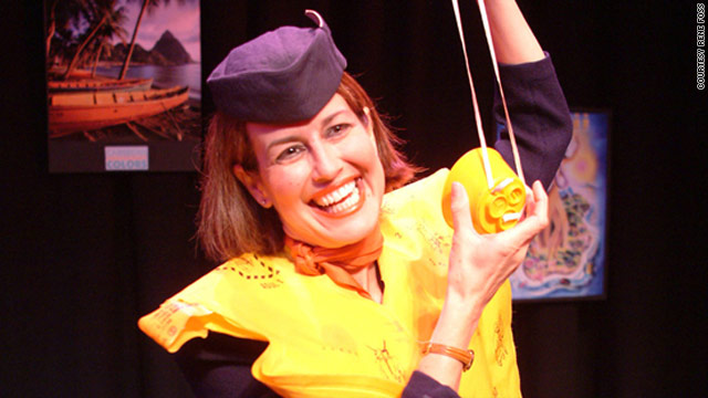Rene Foss takes a humorous look at her job as a flight attendant in a musical comedy revue. She wrote and stars in the show.