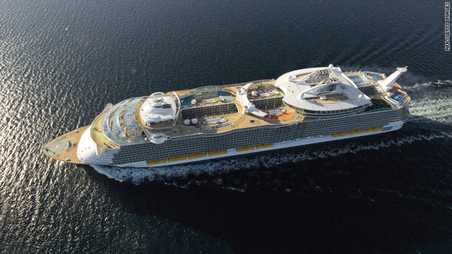 Royal Caribbean's newest ship, the Allure of the Seas, sails toward its home port in Florida.
