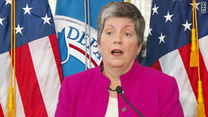 DHS chief Janet Napolitano urged travelers Monday to monitor their surroundings.