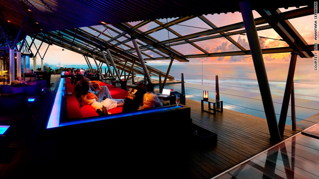 Watch dramatic sunsets over the Indian Ocean at the S.O.S. Anantara Seminyak in Bali, Indonesia.