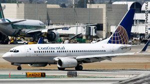 A Continental plane, similar to this one, was diverted to Jacksonville International Airport.