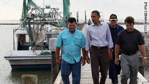 President Obama visits Grand Isle, Louisiana, on June 4.  He'll make another visit to the Gulf on Monday.