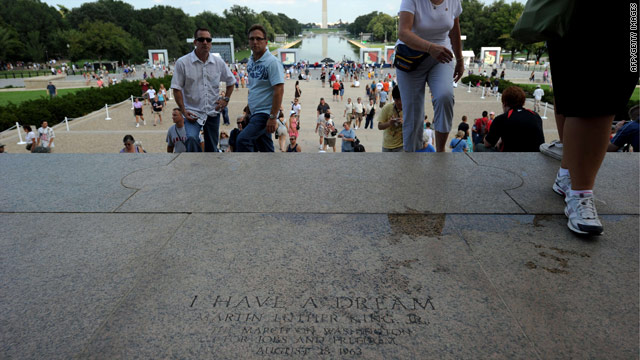 People visit the Lincoln Memorial on Friday, a day before Glenn Beck's "Restoring Honor" rally.