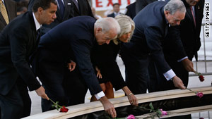 New York Gov. David Paterson, left, Vice President Joe Biden, Jill Biden and New York Mayor Michael Bloomberg commemorate September 11.