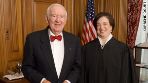 John Paul Stevens, shown last month with Justice Elena Kagan, is calling for religious and ethnic tolerance.