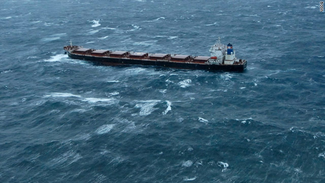 The 783-foot Golden Seas, with a full load of canola seed, has struggled to keep from running aground since Friday.