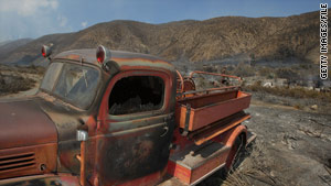 Recent burn areas, like this one in California's San Gabriel Mountains, are vulnerable to mudslides when rain is heavy.