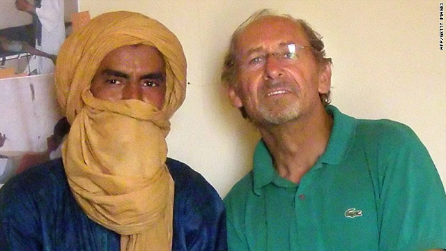 Pierre Camatte, right, pictured with an unidentified man, was kidnapped in November.