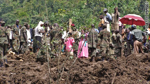 Fresh earth is exposed after massive landslides Monday night in Uganda.