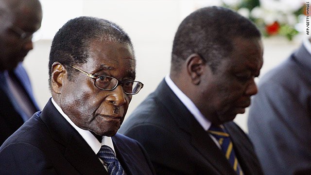 Bitter political rivals President Robert Mugabe (left) and opposition party leader Morgan Tsvangirai formed an uneasy alliance.