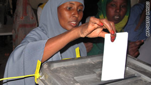 A woman casts her ballot Saturday in Somaliland. More than 1 million had registered to vote, an election official said.