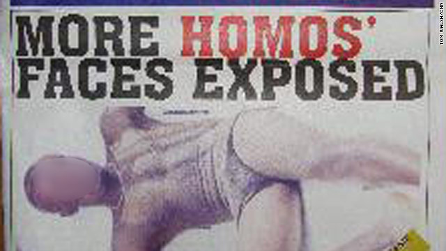 Second edition of the newspaper outing gays and lesbians carries an image of a man (identity blurred by CNN).