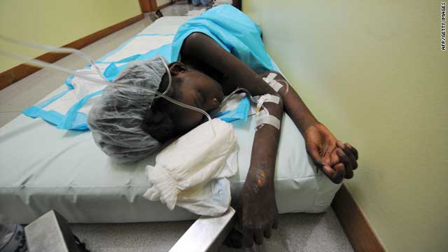 Mendji Bahina Sanon, 11, sleeps at a hospital in Port-au-Prince on Tuesday. She survived more than a week under the rubble of her collapsed house.