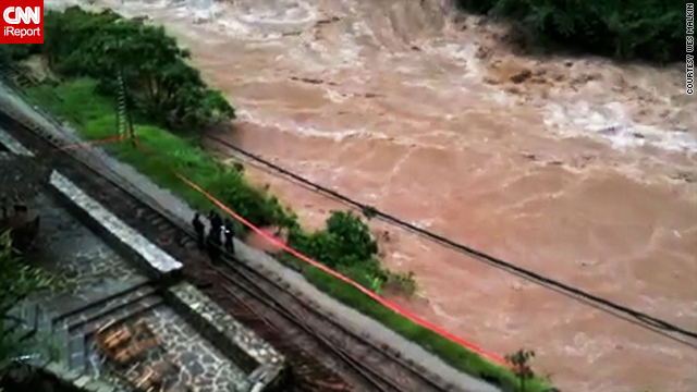 Flooding has closed rail lines near Peru's ancient city of Machu Picchu. Wes Malkin, an Reporter contributor, took this photo.
