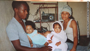 Lelly Laurentus, left, with his wife and daughters Soraya, 4, and Leila, 5.