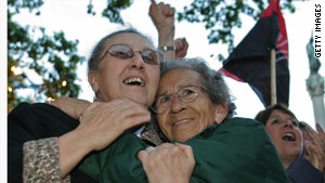 Women whose children disappeared in the last military dictatorship celebrate Bordaberry's detention in 2006.