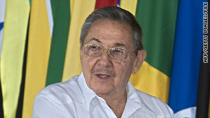 Cuban President Raul Castro blamed the United States for Orlando Zapata Tamayo's death, but did not say why.