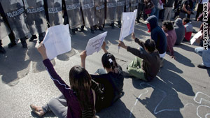 Demonstrators protested President Felipe Calderon's last visit to Juarez, the most violent city in Mexico.