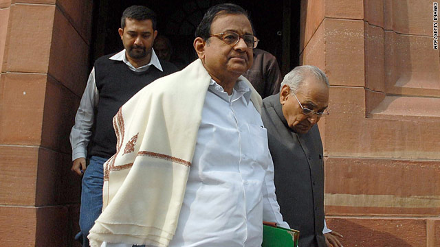 Indian Home Minister P. Chidambaram leaves parliament in New Delhi on November 23, 2009.