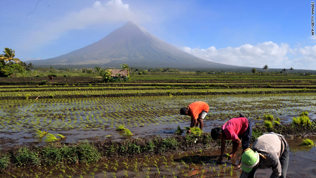 Filipinos suffered many natural disasters in 2009, including Mount Mayon's volcanic eruption in December which forced tens of thousands out of their homes and into temporary shelters for several weeks.
