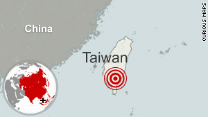 This map shows where the 6.4 quake struck Taiwan on Thursday morning.