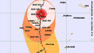 Trajectory of Cyclone Tomas.