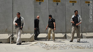 Afghan President Hamid Karzai visits the heavily fortified Bagram  Air Base on May 8.