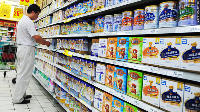 A man shops for milk in a Chinese supermarket last week.
