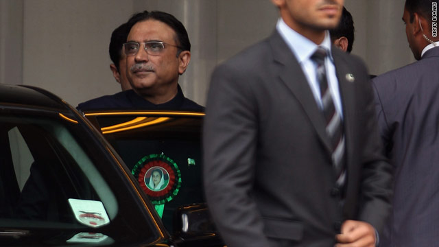 Pakistan's President Asif Ali Zardari pictured on a recent visit to the United Kingdom on Saturday.