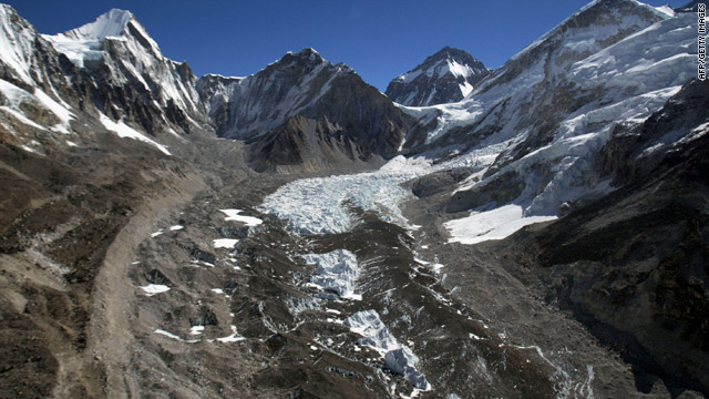 The IPCC report stated that Himalayan glaciers,  like the Khumbu Glacier along Everest's Himalayan range, would vanish by 2035.