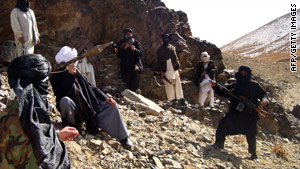 According to the official the paramilitary force is targeting Taliban fighters such as these, pictured earlier this year.