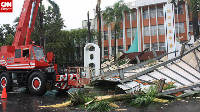 Before it hit China, Typhoon Fanapi swept through Taiwain, causing this damage as documented by an iReporter.