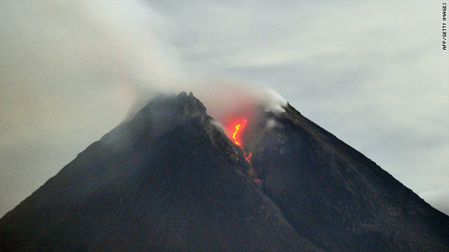 Mount Merapi releases lava for the first time since its latest round of activity began earlier this week.