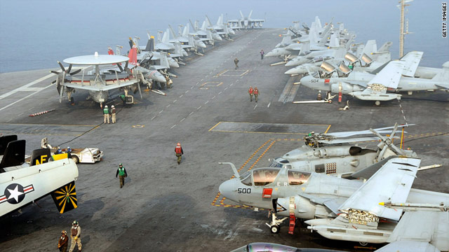 U.S. Navy crewman on the deck of the USS George Washington during a joint military exercise with South Korea, Nov. 30, 2010.