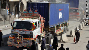 In this file photo from October, NATO supply trucks in Pakistan prepare to enter Afghanistan.