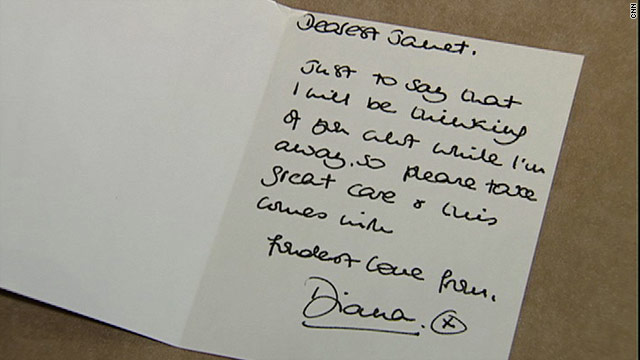 One of the notes from Princess Diana being sold at auction in London.