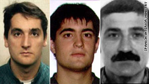 Gogeascoechea (left) with the two other ETA suspects captured by Spanish police.
