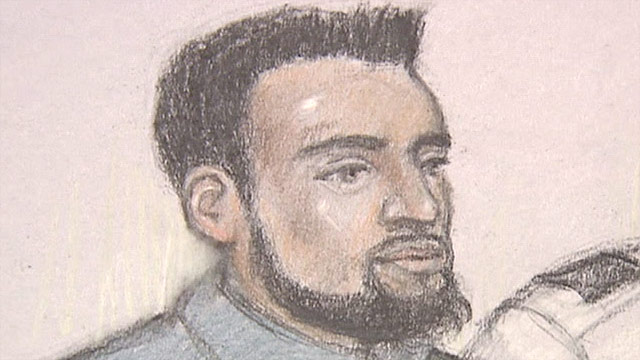 Artist's sketch shows Rajib Karim in court on Thursday.