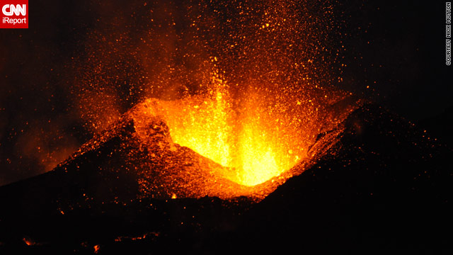 iReporter Nick Mutton shot this image of the Eyjafjallajokull glacier volcano while vacationing in Iceland on April 7.