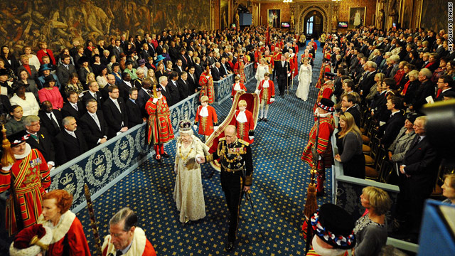 Queen Elizabeth II and Prince Philip attend the State Opening of 
Parliament in 2009.