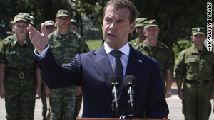Medvedev made an unannounced visit to Abkhazia on Sunday.