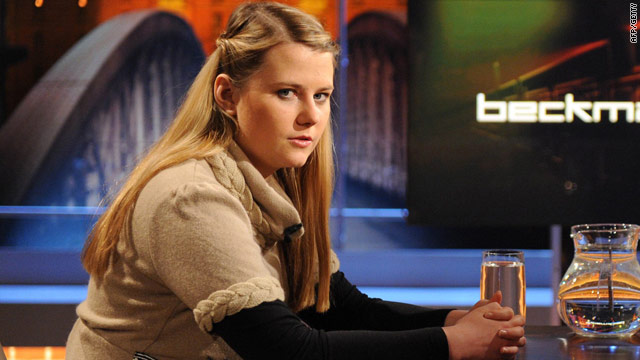 Natascha Kampusch pictured in a German TV studio during the recording of Beckmann, on September 4, 2010.