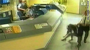 Wiltshire Police video footage shows Sgt. Mark Andrews dragging Pamela Somerville across the floor.