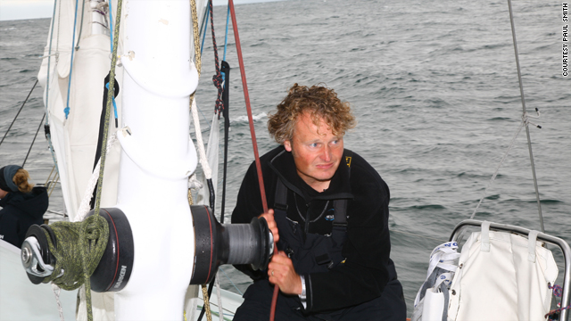 Steve White will need all his strength to battle the wind and currents as he attempts to sail around the globe in the "wrong" direction.