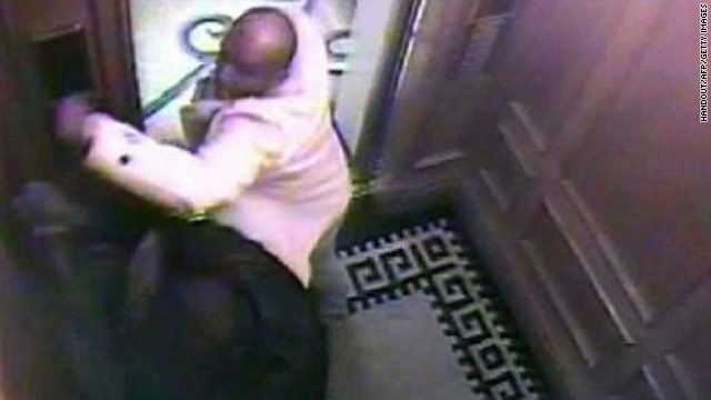 CCTV image shows Saud Abdulaziz Bin Nasser Al Saud (wearing white) as he hits Bandar Abdulaziz in a lift in the Landmark Hotel in London.