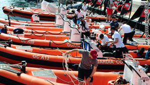 The Italian coast guard, shown here earlier this year, ended its search mission for the balloonists two months ago.