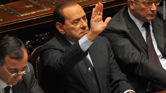 Italian Prime Minister Silvio Berlusconi prior to a confidence vote in the Italian lower house.