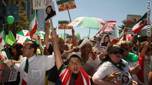 Protesters in Los Angeles, California, in June march against what they say are human rights abuses in Iran.