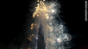 The Burj Khalifa tower is lit by fireworks during its opening ceremony on January 4.