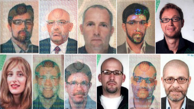 Passport photos showing the 11 suspects wanted over the murder of Hamas official Mahmoud al-Mabhouh.